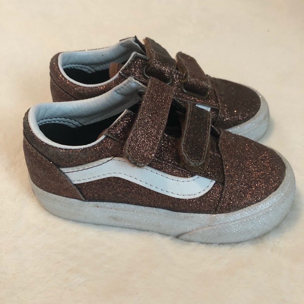 Vans Old Skool Copper Glitter Velcro Sneakers